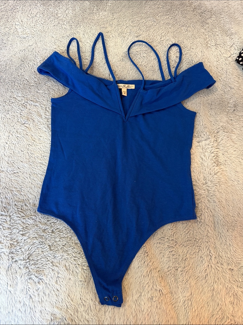 Express Royal Blue Off-Shoulder Strappy Bodysuit